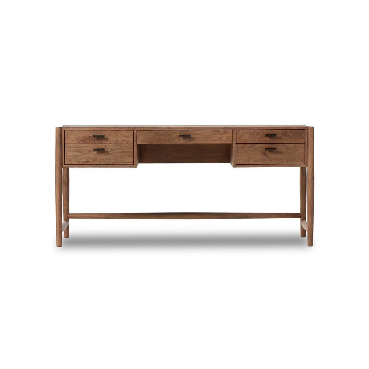 Four Hands Glenview Desk in Weathered Oak Veneer on a white background