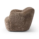 Four Hands Julius Swivel Chair in Taupe Shearling on a white background