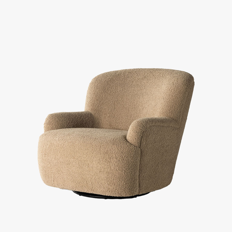 Four Hands Kadon Swivel Chair In Sheepskin Camel - Addison West 