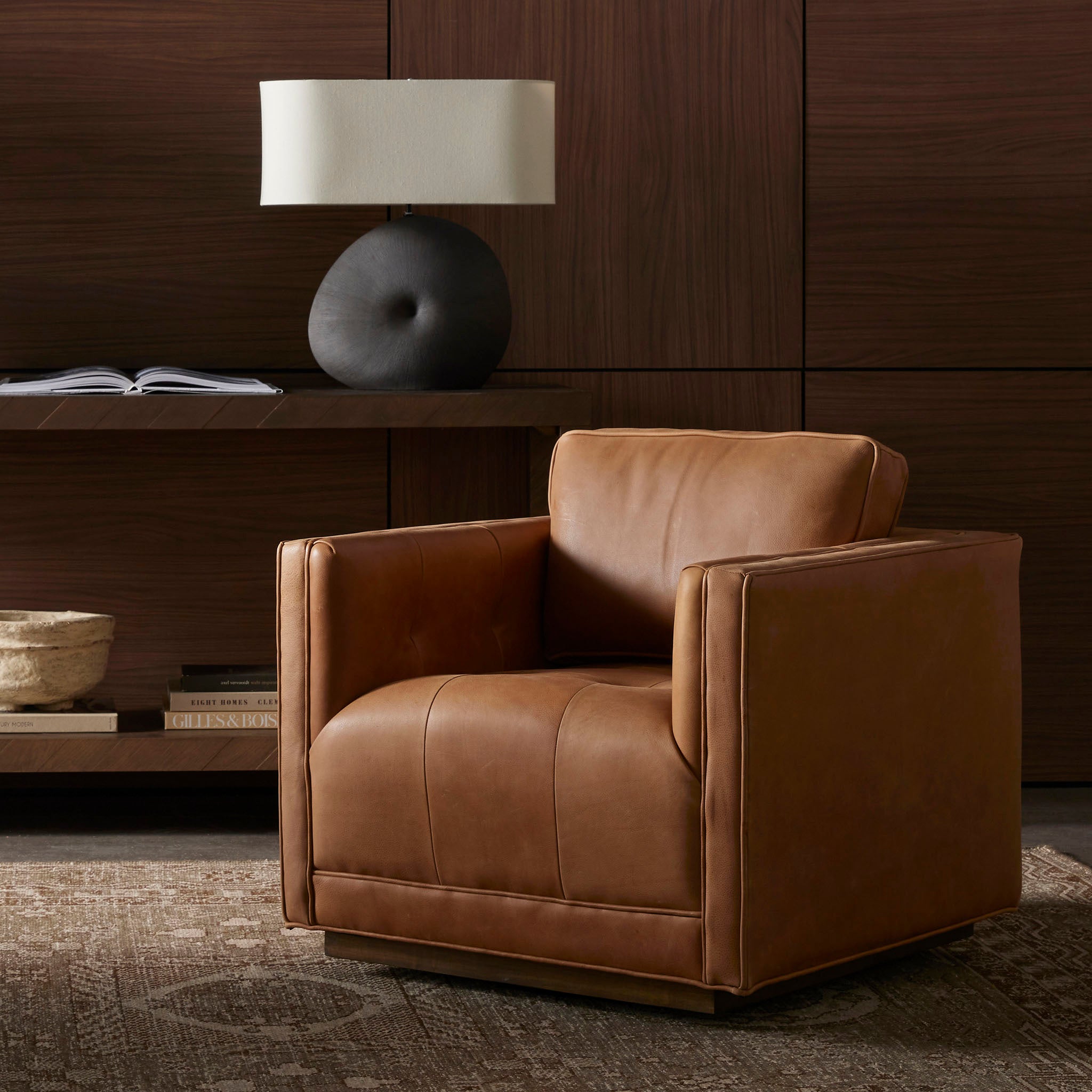 Four Hands Kiera Swivel Chair In Palermo Cognac - Addison West 