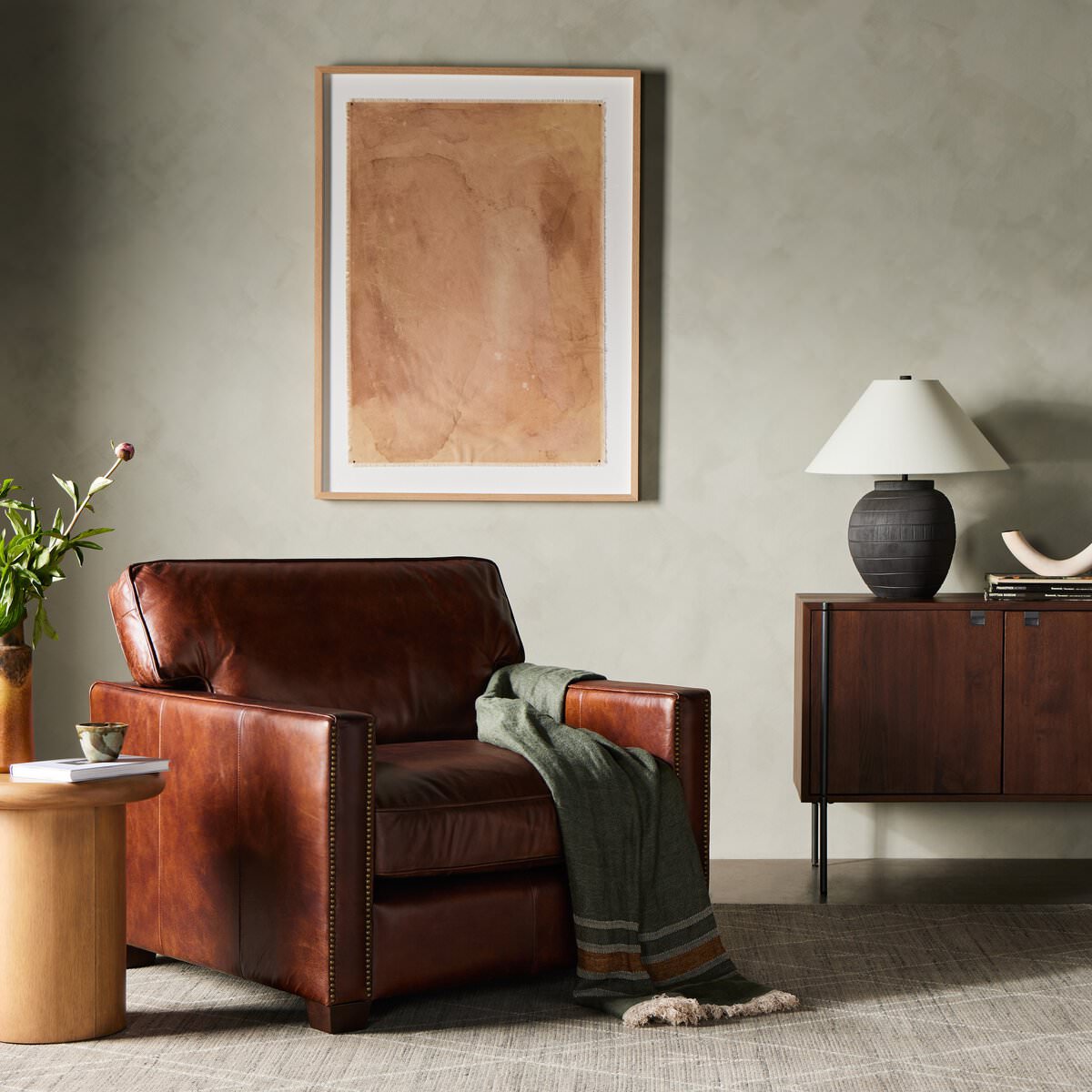 Four Hands Larkin Club Chair in Cigar in a modern living room