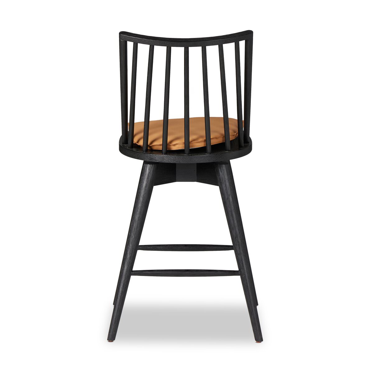 Four Hands Lewis Swivel Counter Stool in Whiskey Saddle on a white background at Addison West