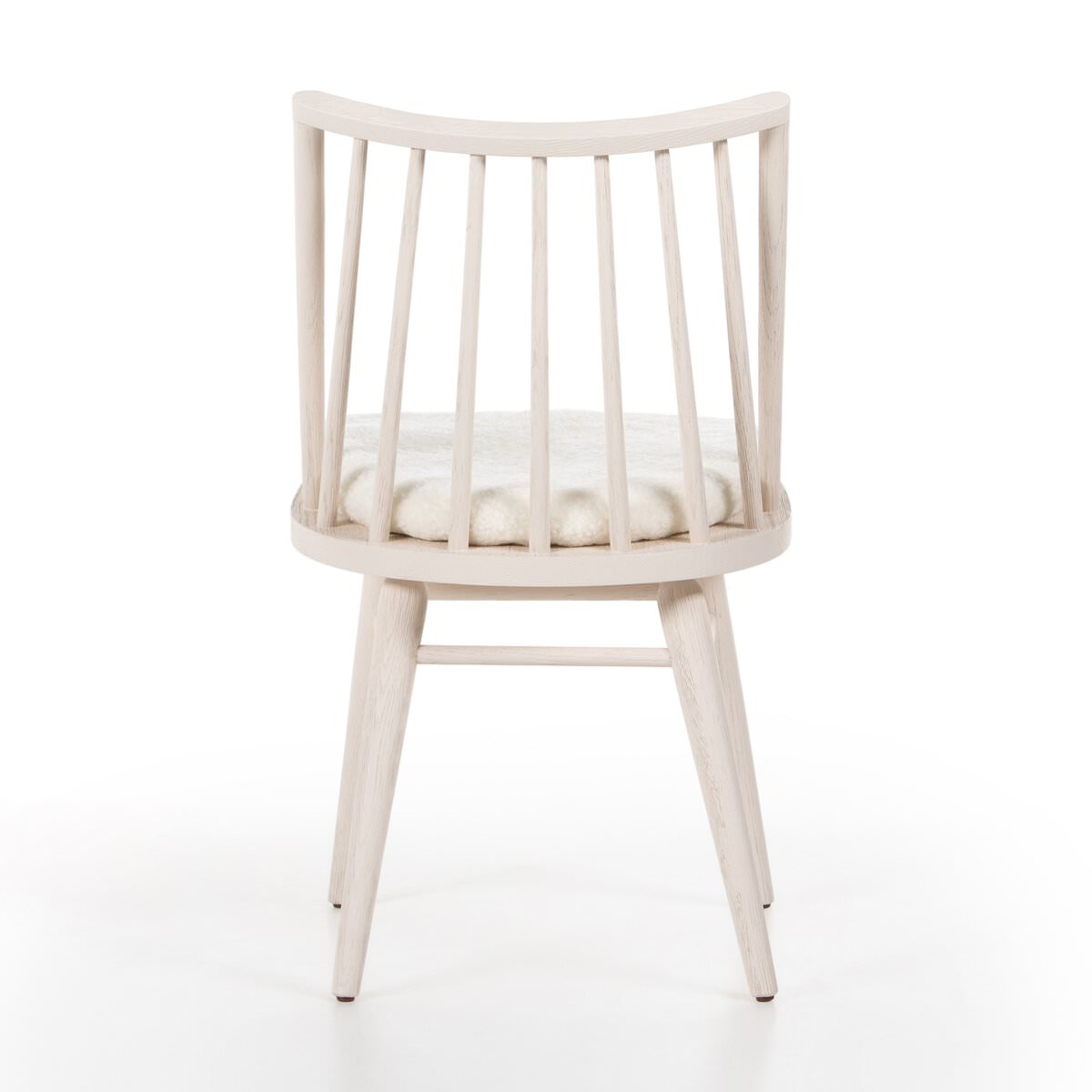 Four Hands Lewis Windsor Chair in Cream Shorn Sheepskin on a white background