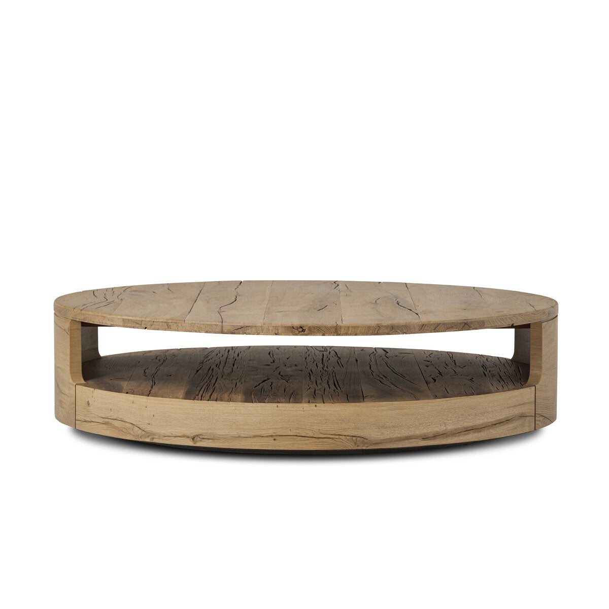 Four Hands Matheus Coffee Table in Natural Reclaimed French Oak on a white background