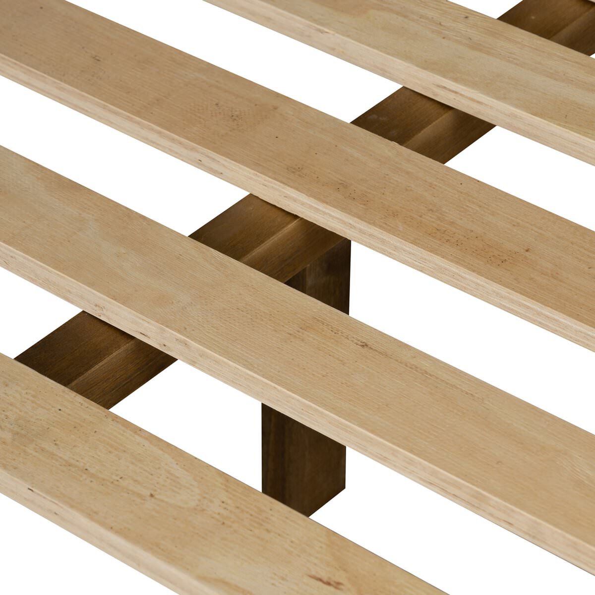 Close up of the slats of Four Hands Meadow Bed on a white background