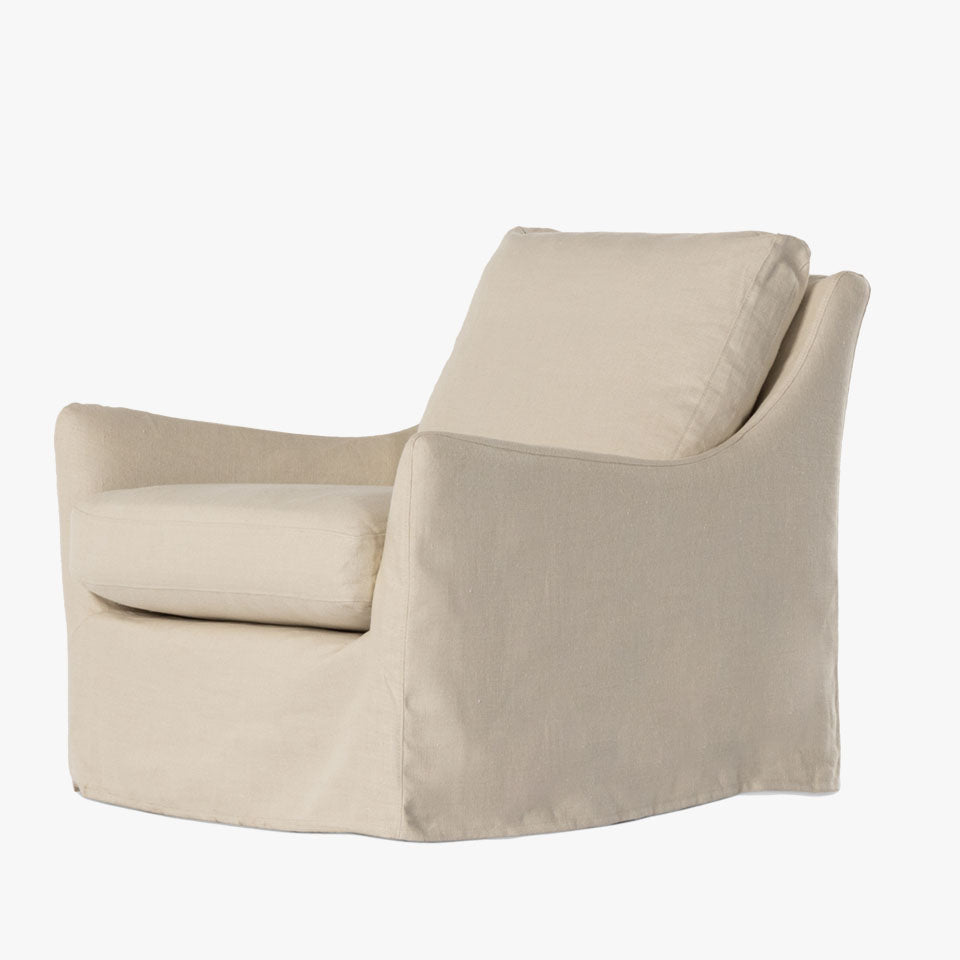 Four Hands Monette Slipcover Swivel Chair In Brussels Natural - Addison West 