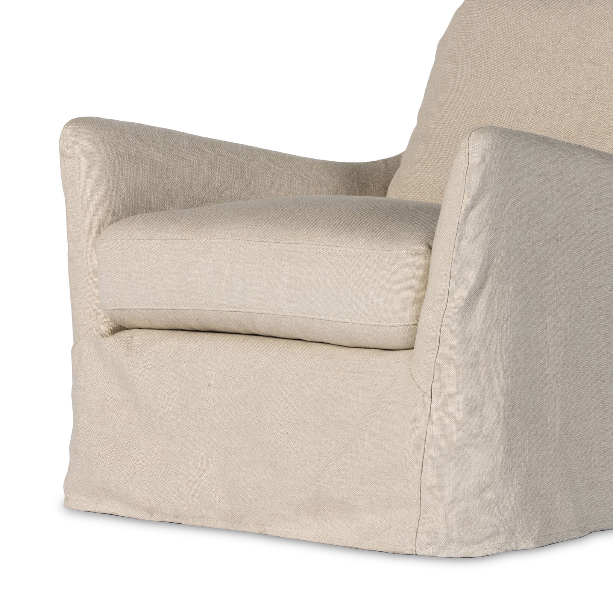 Four Hands Monette Slipcover Swivel Chair In Brussels Natural - Addison West 