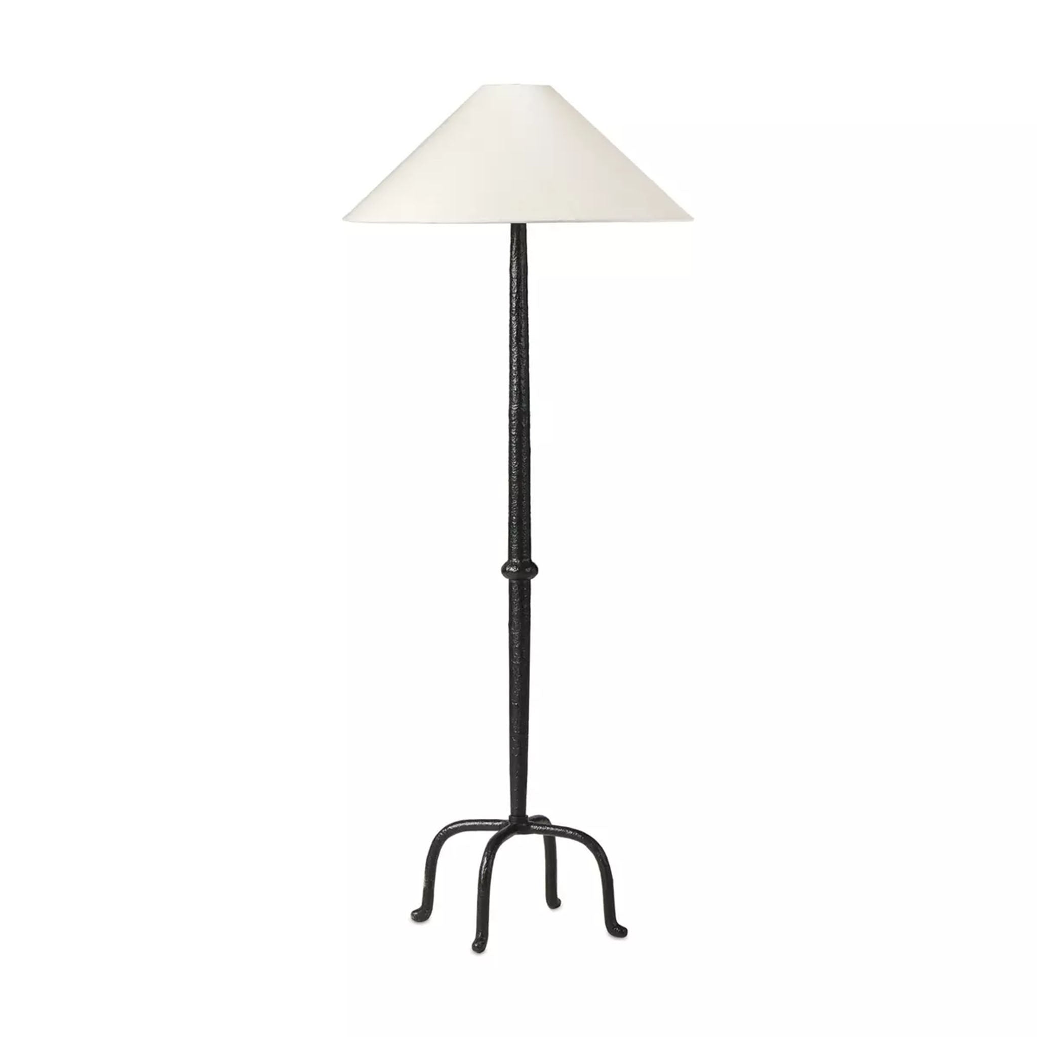 Four Hands Neville Floor Lamp in Matte Black Cast Aluminum on a white background