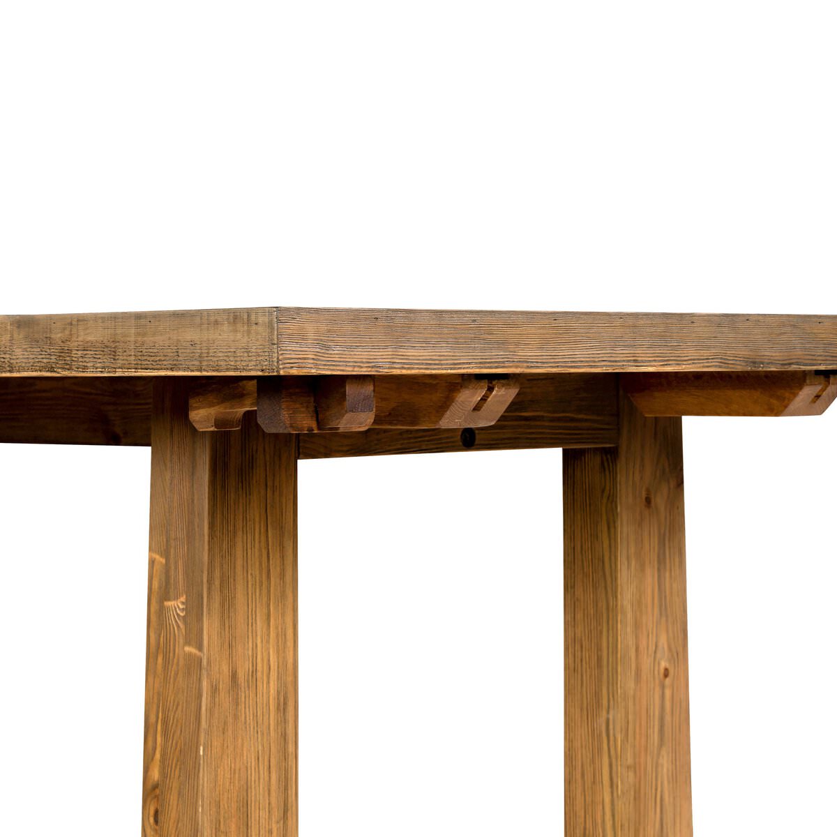 Close up of Four Hands Otto Extension Dining Table 86"-120" in Honey Pine on a white background