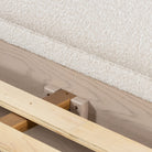 Close up of Four Hands Rosedale Bed in Knoll Natural on a white background