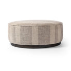 Four Hands Sinclair Large Round Ottoman in Manchester Flint on a white background at Addison West