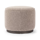 Four Hands Sinclair Round Ottoman in Barrow Taupe on a white background