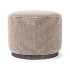 Four Hands Sinclair Round Ottoman in Barrow Taupe on a white background