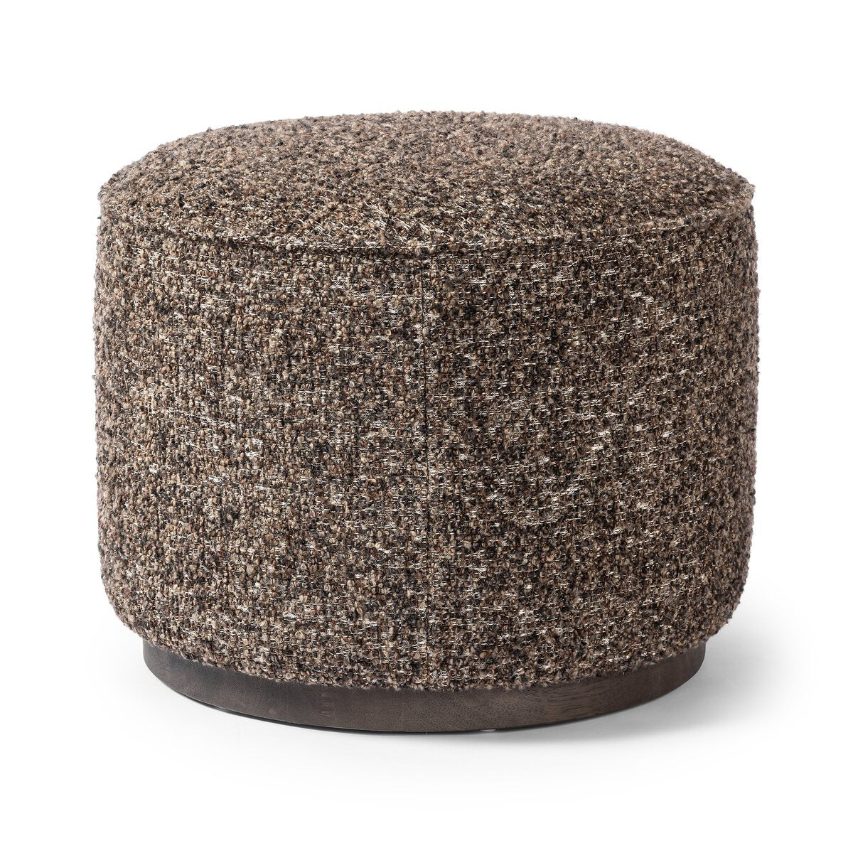 Four Hands Sinclair Round Ottoman in Ivan Granite on a white background