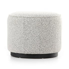 Four Hands Sinclair Round Ottoman in Knoll Domino on a white background