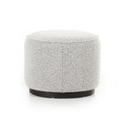 Four Hands Sinclair Round Ottoman in Knoll Domino on a white background