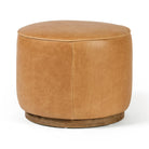 Four Hands Sinclair Round Ottoman in Palermo Butterscotch on a white background