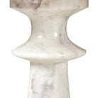 Close up of Four Hands Skylar End Table in Polished White Marble on a white background