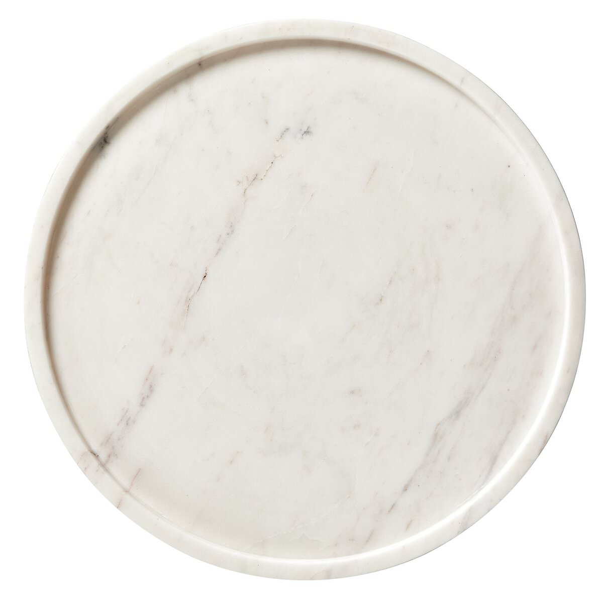 Top of Four Hands Skylar End Table in Polished White Marble on a white background