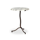 Four Hands Sophie End Table in Veined White Marble on a white background