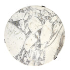 Four Hands Sophie End Table in Veined White Marble from above on a white background