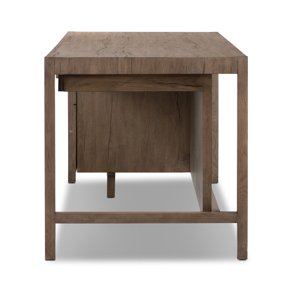 Four Hands Suspension Desk in Rustic Grey Veneer on a white background