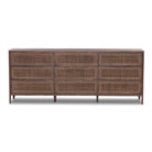 Four Hands Sydney 9 Drawer Dresser in Brown Cane on a white background