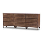 Four Hands Sydney 9 Drawer Dresser in Brown Cane on a white background