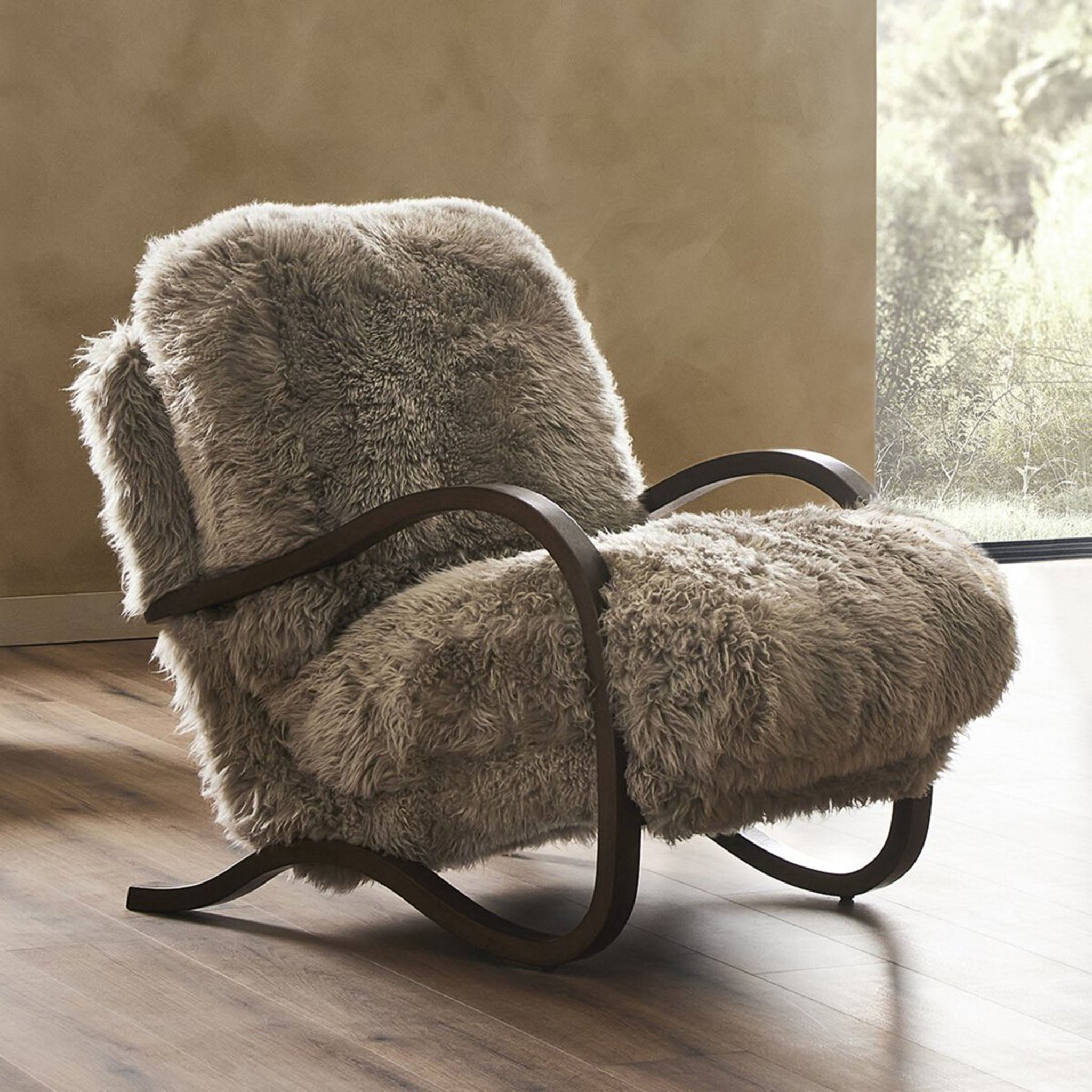 Four Hands Tobin Chair in Taupe Mongolian Fur - Addison West 