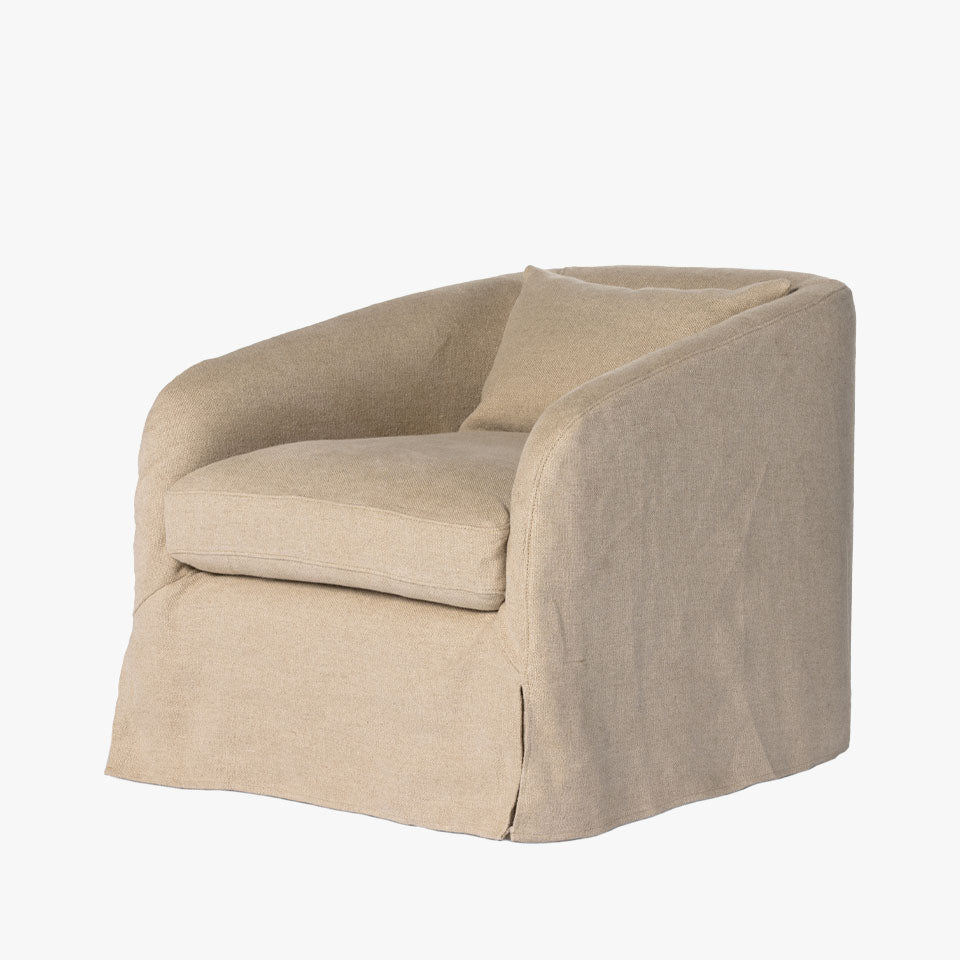 Four Hands Topanga Slipcover Swivel Chair In Flanders Flax - Addison West 