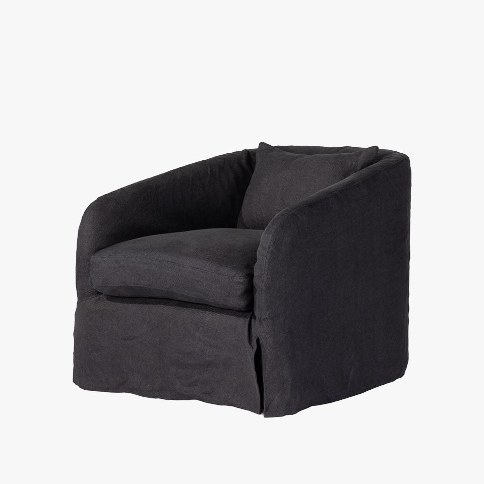 Four Hands Topanga Slipcover Swivel Chair In Flanders Navy - Addison West 