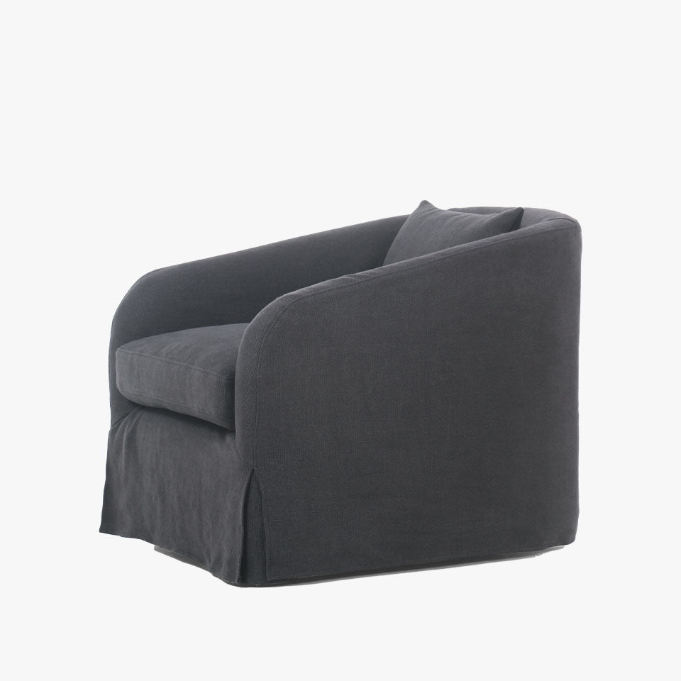 Four Hands Topanga Slipcover Swivel Chair In Flanders Navy - Addison West 