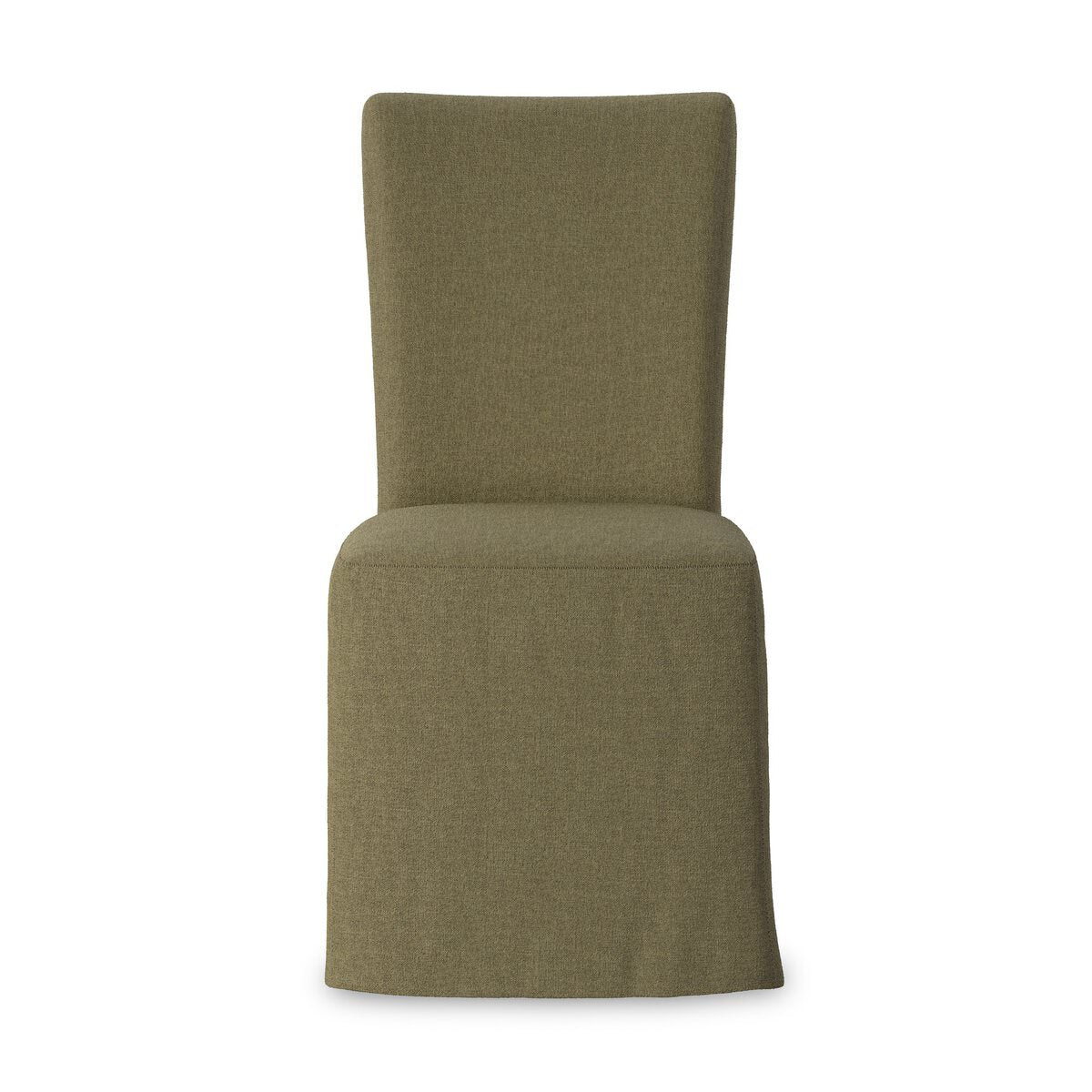 Four Hands Vista Slipcovered Dining Chair in Broadway Olive on a white background