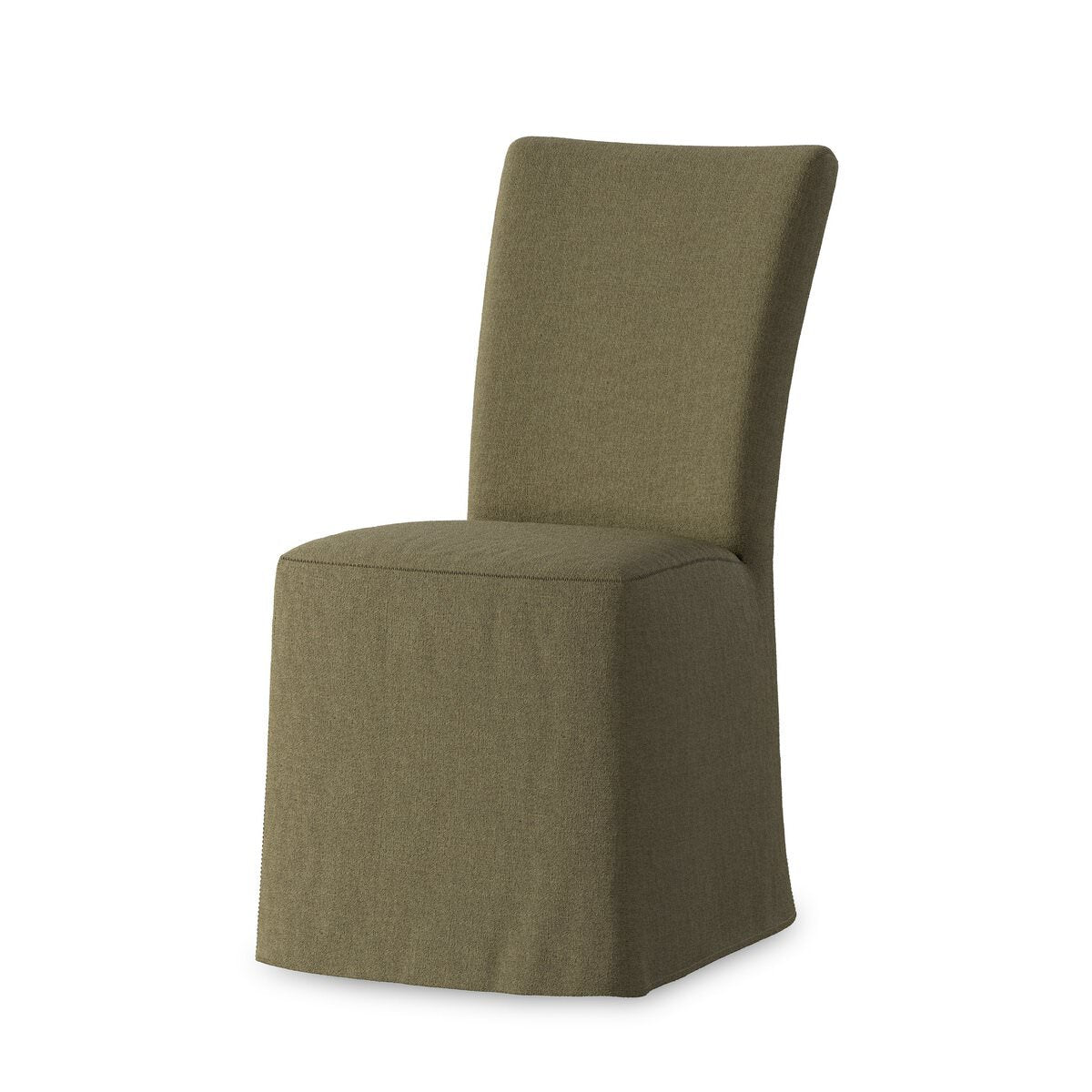 Four Hands Vista Slipcovered Dining Chair in Broadway Olive on a white background