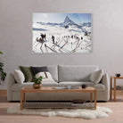 Four Hands Zermatt Skiing by Slim Aarons in a living room