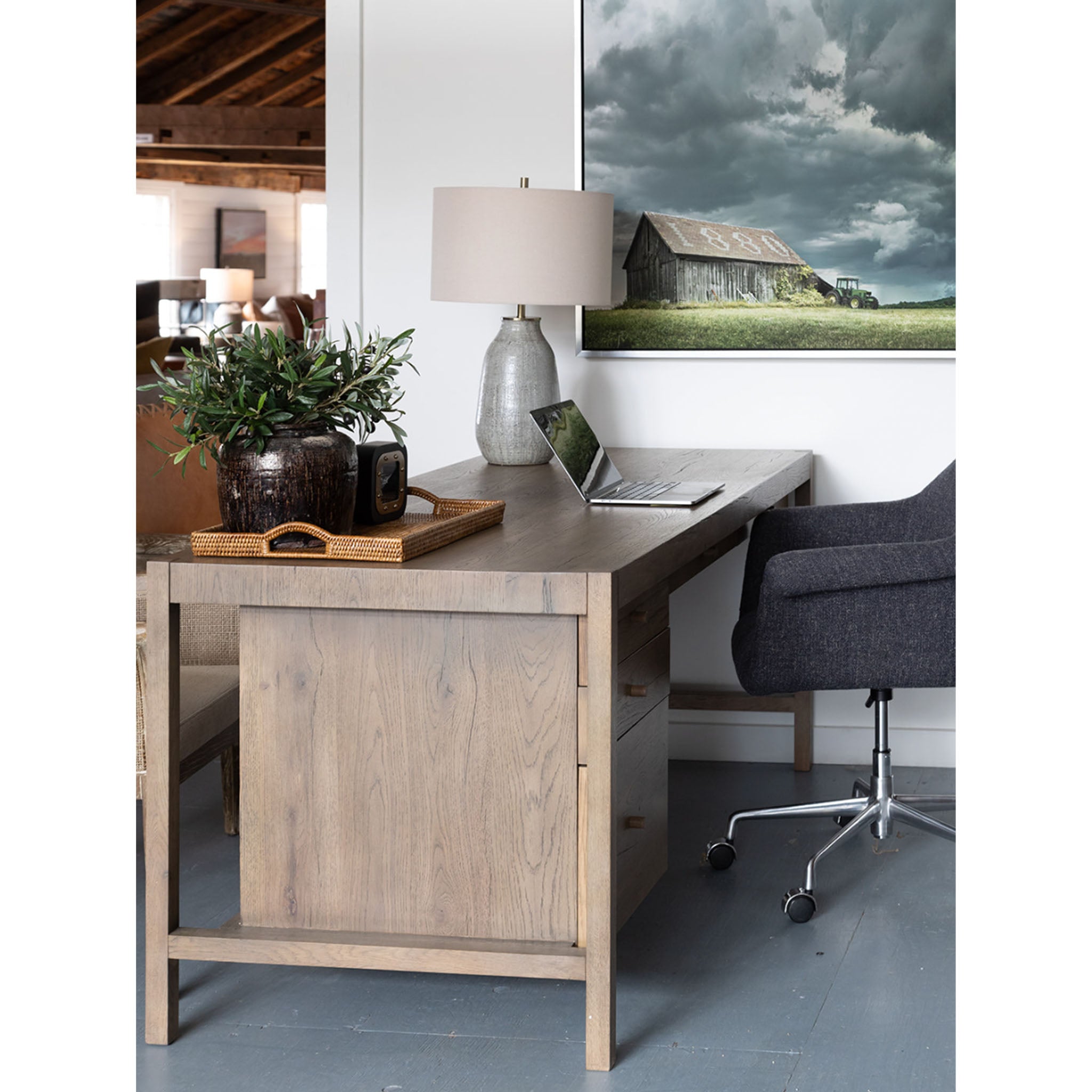 Four Hands Suspension Desk in Rustic Grey Veneer - Addison West 