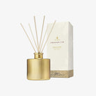 Thymes Frasier Fir Gilded Petite Gold Reed Diffuser on a white background