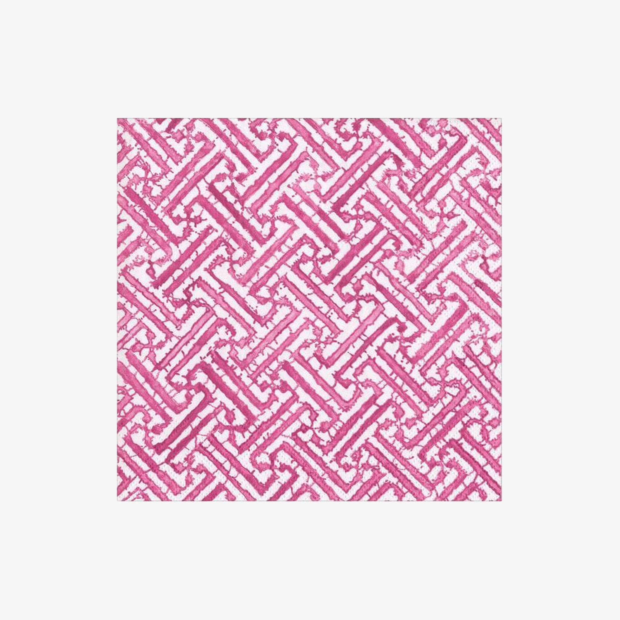 Caspari Fuchsia Fretwork Cocktail Napkins on a white background