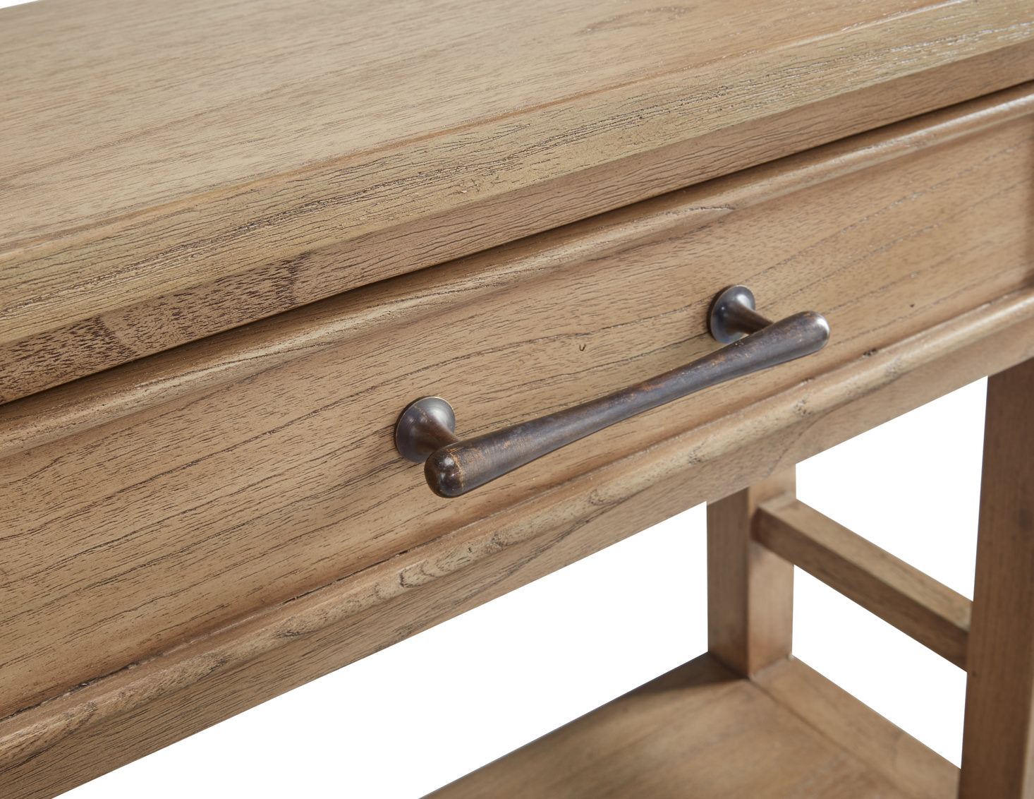 Close up of Furniture Classics Caroles Console Table on a white background at Addison West