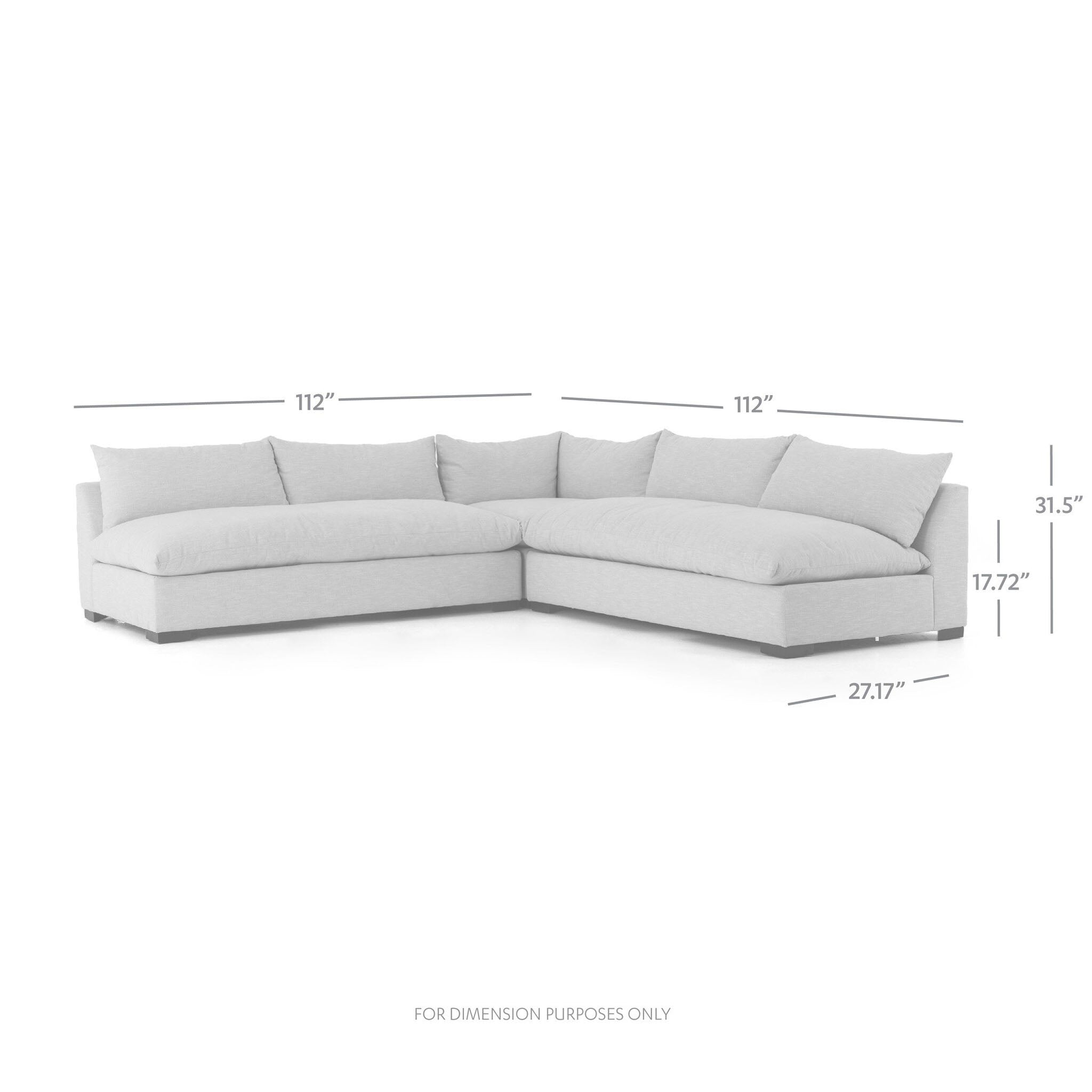 Four Hands Grant 3-Piece Sectional in Henry Charcoal - Addison West 