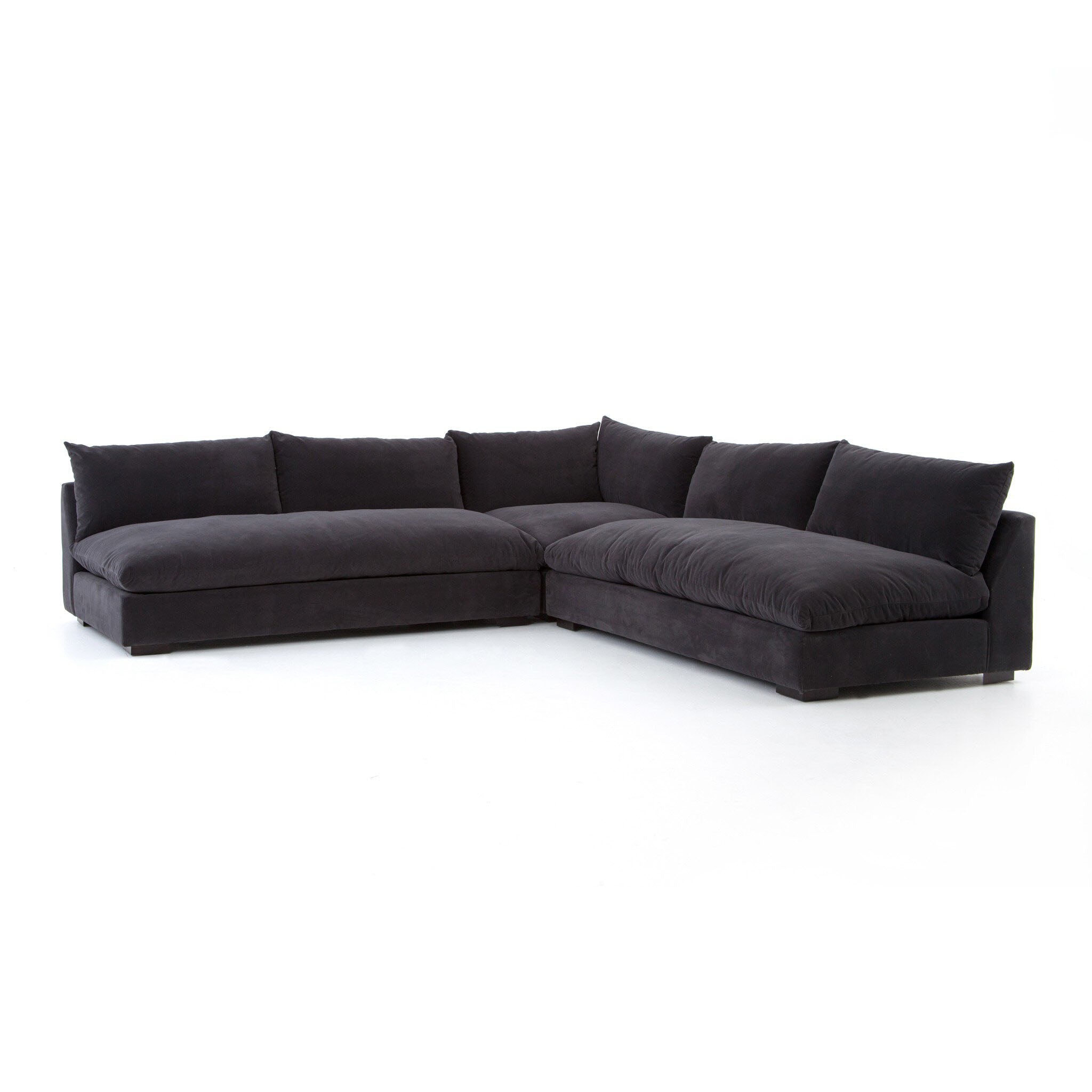 Four Hands Grant 3-Piece Sectional in Henry Charcoal - Addison West 