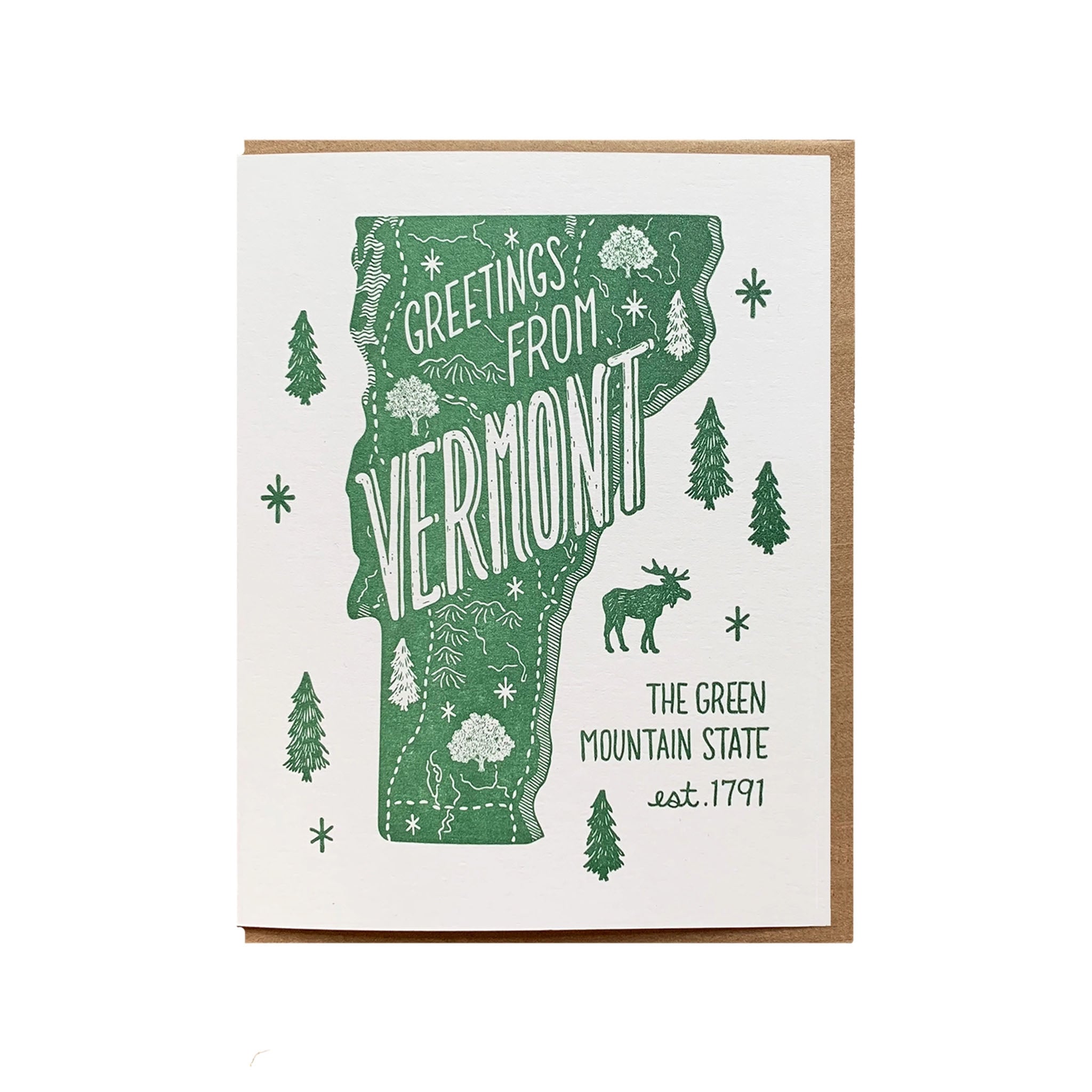 Greetings From Vermont Greeting Card on a white background