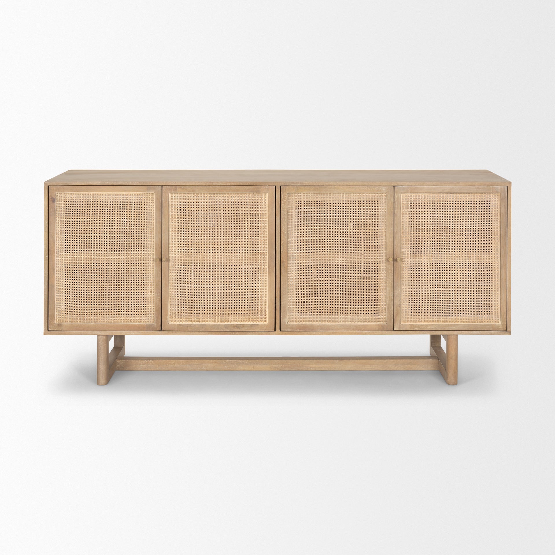 Grier Light Brown Solid Wood with Cane Sideboard on a white background