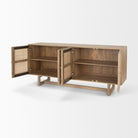 Grier Light Brown Solid Wood with Cane Sideboard on a white background