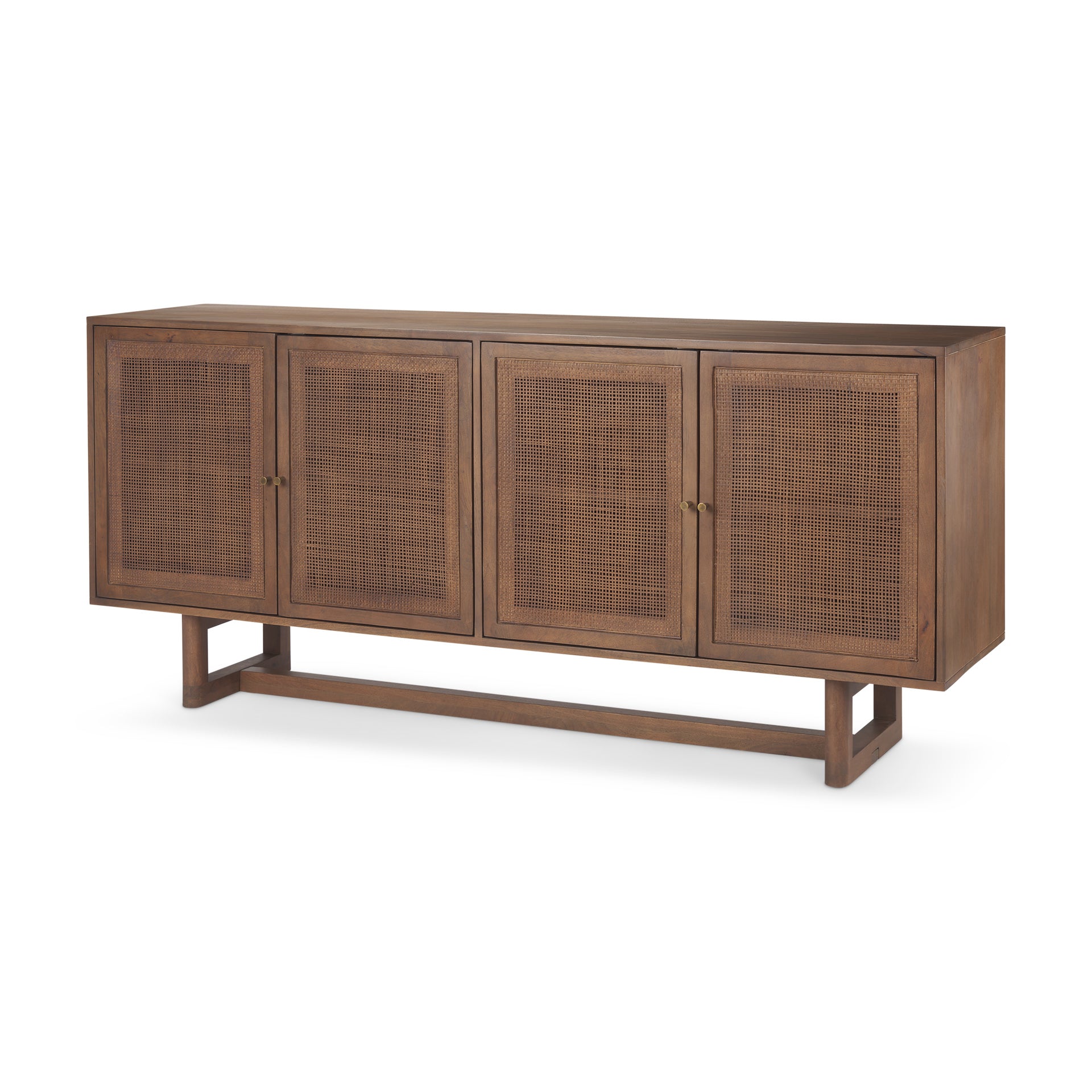 Grier Medium Brown Solid Wood with Cane Sideboard on a white background