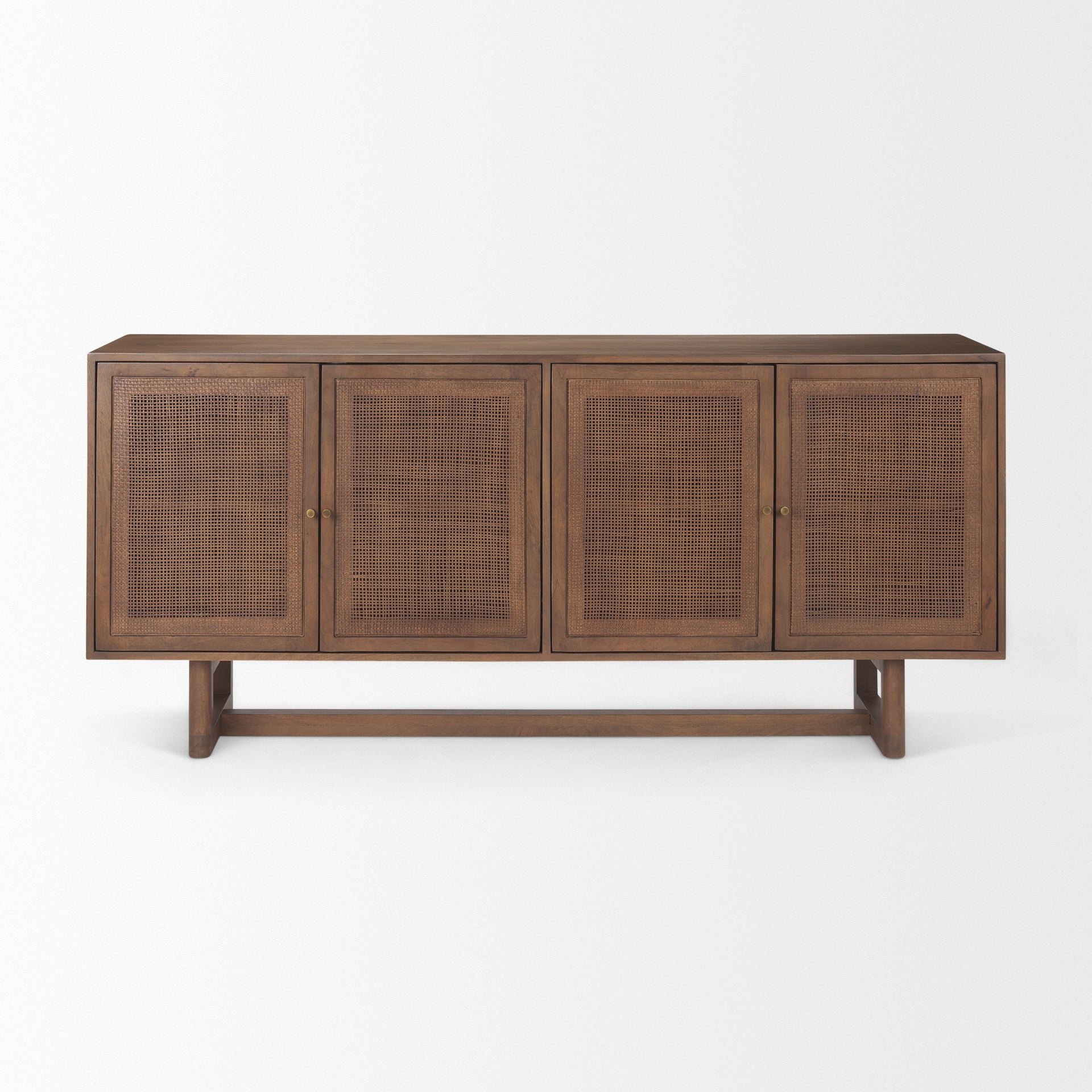 Grier Medium Brown Solid Wood with Cane Sideboard on a white background