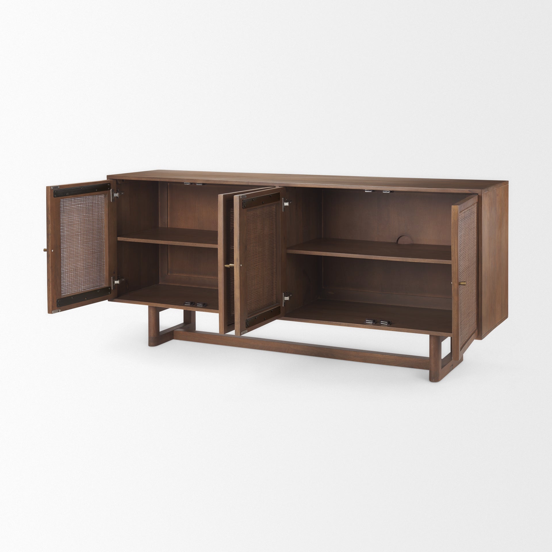 Grier Medium Brown Solid Wood with Cane Sideboard on a white background