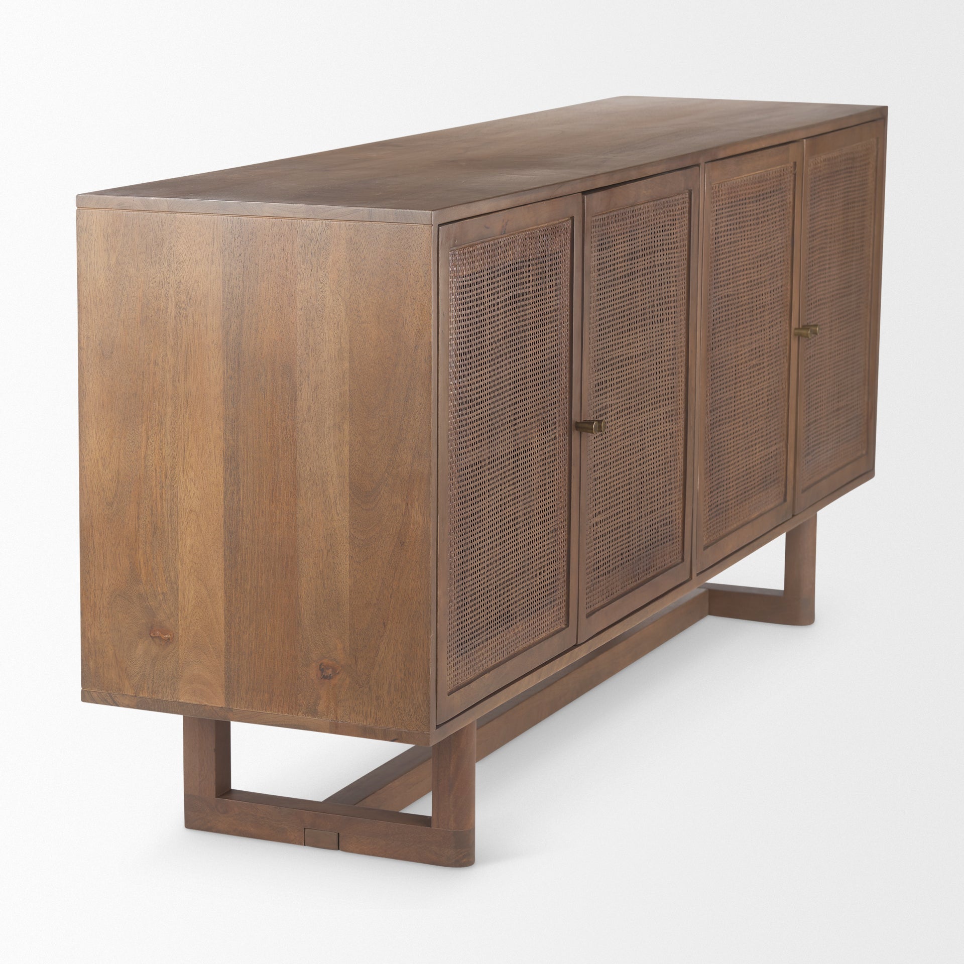 Grier Medium Brown Solid Wood with Cane Sideboard on a white background