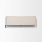 Hale Sofa W/ Medium Brown Wood and Oatmeal Fabric on a white background