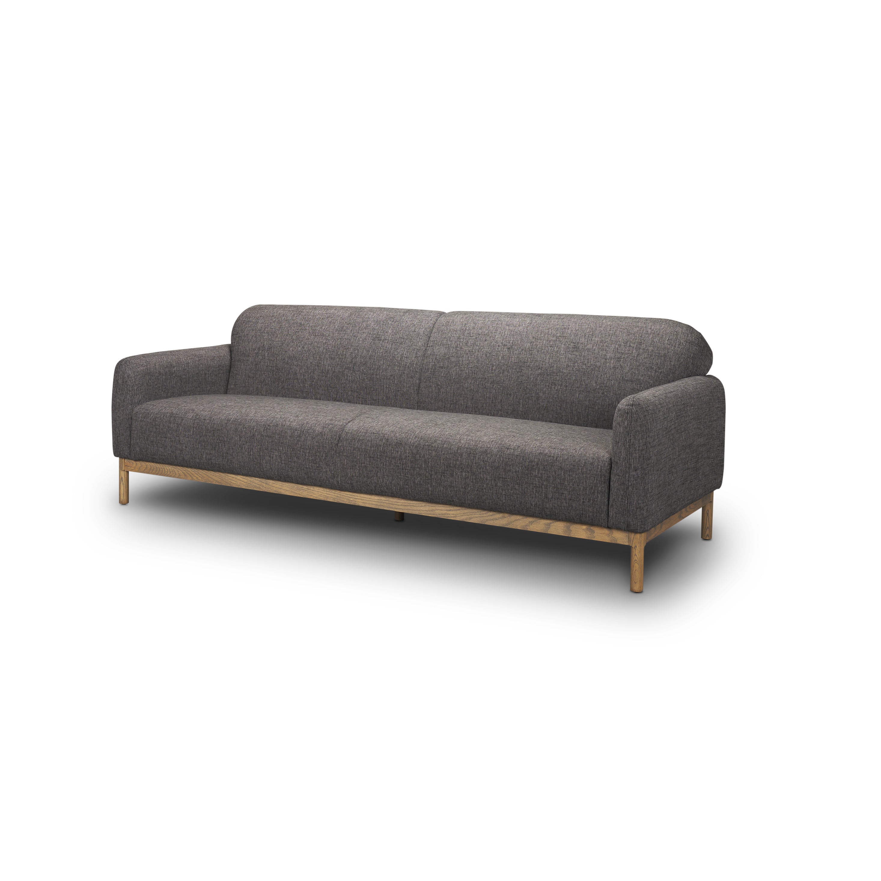 Hale Sofa with Medium Brown Wood and Gray Fabric on a white background